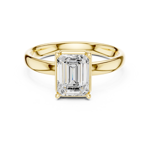 Bague de fiançailles solitaire en or jaune taille émeraude, sertie de quatre griffes, bijou élégant et raffiné pour femme - Product Image 3