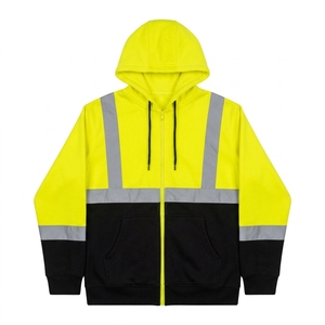 Sudadera con Capucha Reflectante Naranja para Hombre, con Cierre, de Forro Polar, Informal, para Trabajo, Otoño, Corte Regular, con Bolsillos - Product Image 2