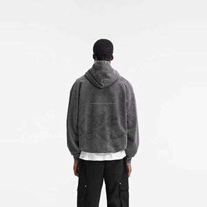 Sudadera con Capucha Personalizada para Hombre, 100% Algodón Poliéster, Estilo Vintage, Color Gris Desteñido, Sudadera con Capucha Desteñida al Sol para Hombre - Product Image 2