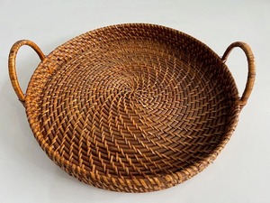 Plateau en rotin style bohème avec poignées, plateau de service en rotin sur mesure avec poignée, plateau artisanal style campagnard - Product Image 4