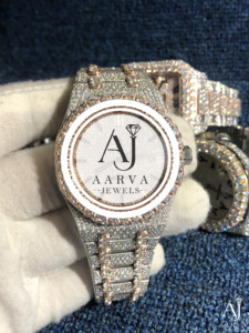 Montre mécanique en acier inoxydable avec incrustation de diamants, ton or rose, lunette en cristal, style bijoux de luxe, analogique, bracelet de 20 mm - Product Image 3