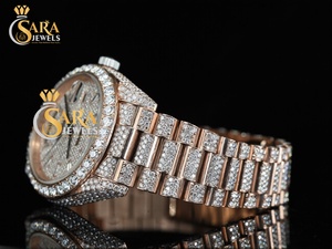 นาฬิกาฮิปฮอปคุณภาพสูงหน้าปัดเย็น VVS Moissanite เพชรสแตนเลสสตีลที่มีวันที่วาเลนไทน์ของขวัญพิเศษเครื่องประดับ - Product Image 3