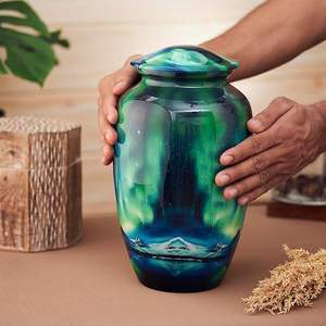 Luxury Printed Metal Funeral Urn for Adults, Premium Cremation Ashes Container, Decorative <b>Memorial</b> <b>Keepsake</b> Holder At Best Rate - Product Image 5