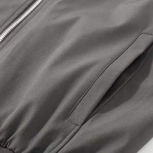 Veste bomber coupe-vent unie décontractée pour hommes, vêtements en gros, prix bas personnalisé, vestes de haute qualité - Product Image 3