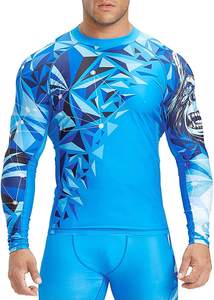 Camiseta de Compresión Deportiva para Hombre, Diseño Geométrico Azul, Sublimada, Ajustada, Absorbe la Humedad, para Artes Marciales Mixtas - Product Image 5