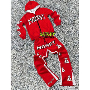 Conjunto Deportivo Personalizable con Estampado Puff, Sudadera con Capucha y Pantalones Deportivos, Ropa Deportiva Transpirable al por Mayor - Product Image 3