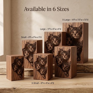 Personalized Eco-Friendly Durable Wooden <b>Cat</b> <b>Urn</b> for Kitten Memorial with Custom Photo Engraving and Cremation - Product Image 3