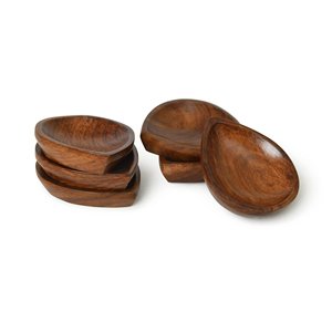 Scalloped dipping bowl with platter board wooden <b>condiment</b> set cheap cost wood <b>seasoning</b> bowls - Product Image 2