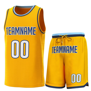 Ensemble de maillots de basket-ball personnalisés orange et bleu, col en V, sans manches, imprimé par transfert thermique, unisexe, adolescents, tissu en maille, taille élastique - Product Image 5