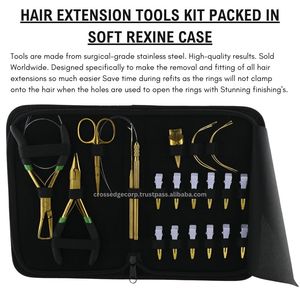 Kit de herramientas de extensión de cabello con logotipo personalizado Micro-Link Crimper Hair Style & Removal Alicates Agujas tipo C Herramienta de bucle de hilo y tijera - Product Image 5