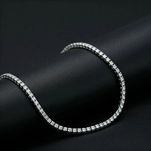 Wholesale Hip Hop Jewelry 3/4/5MM <b>Iced</b> <b>Out</b> Tennis <b>Chain</b> Necklace White Gold Plated Shiny Moissanite Diamond Necklace for Women - Product Image 3