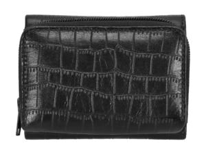 Portefeuille en cuir véritable gaufré croco personnalisé, finition croco noire, logo personnalisé, marque privée, OEM, vente en gros, luxe, petit format - Product Image 2