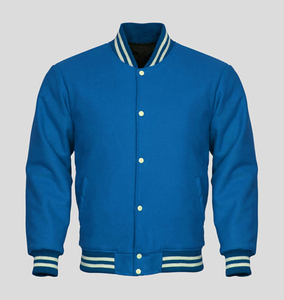 Custom Made Winter Varsity <b>Jacket</b> with <b>White</b> Leather Sleeves & Black Wool Body <b>Waterproof</b> Knitted Processing for Letterman - Product Image 5