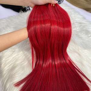2024 Paquete de calidad superior Trama Hueso Recto Color rojo Mujeres Extensiones de cabello Cabello crudo - Product Image 4