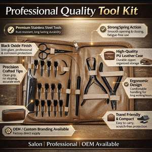 Nuevas llegadas: Kit de herramientas profesionales de acero inoxidable chapado en oro para extensiones de cabello con logotipo y color personalizados de alta calidad - Product Image 3