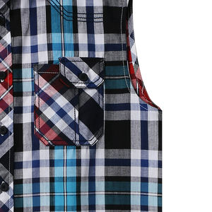 Chemises en flanelle sans manches pour hommes, col rabattu, chemises en flanelle tendance en coton et polyester pour adultes - Product Image 5