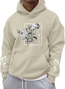 Sweat-shirt à capuche unisexe imprimé floral, coupe régulière, surdimensionné, en coton tricoté, décontracté, pour l'automne, avec poche, sweats à capuche personnalisés pour hommes - Product Image 5