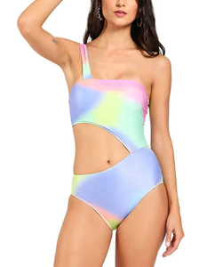 Maillot de bain 2 pièces rouge uni pour femme, grande taille, épaules dénudées, bas de bikini à nouer sur les côtés, infroissable, 240g, sans couture, pour la plage - Product Image 3
