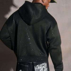 Rhinestone Print Zip Hoodie for Men and Women, Soft Casual Pullover with Front Pockets and Adjustable Hood - Product Image 3