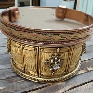 Bracelet en cuivre massif réglable fait à la main Design traditionnel manchette moderne Antique de qualité supérieure pour les bracelets de mode de santé - Product Image 4