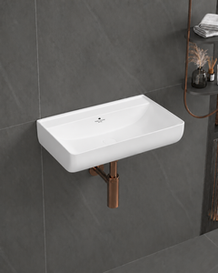 Lavabo de Cerámica Moderno para Baño, Lavabo de Pared con Grifo de un Solo Orificio, Artículos Sanitarios de Cerámica Blanca para Baño - Product Image 2