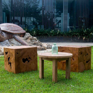High-quality teak wood <b>cube</b> coffee <b>table</b> featuring a simple, modern design that is durable and sturdy. - Product Image 4