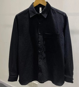 Chemise plissée décontractée à manches longues pour homme, tendance et personnalisable, en tissu sergé tricoté 100 % coton, infroissable - Product Image 3