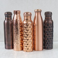 Bouteille d'eau artisanale en cuivre pur, motif diamant antique, capacité 950 ml, anti-fuite, fabricant de bouteilles en cuivre authentiques