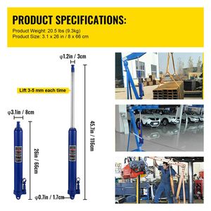 Martinetto Idraulico a Pistone Singolo con Base a Forcella, Capacità 8 Tonnellate/17363 Libbre, Sollevatore Manuale per Trasmissioni - Product Image 2