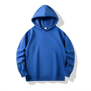 เสื้อฮู้ดผู้ชายสีน้ำเงินล้วน ลายการ์ตูน ผ้าฝ้ายฟลีซ ทรงปกติ สวมใส่สบายๆ สำหรับฤดูใบไม้ผลิ - Product Image 2