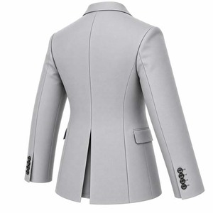 Blazer d'affaires gris clair pour homme, simple boutonnage, col cranté, mélange de laine, coupe droite, infroissable, style britannique, très tendance - Product Image 3
