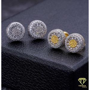 Vente en gros de boucles d'oreilles en diamants cultivés en laboratoire bicolores, argent sterling 925 plaqué or, bijoux de luxe haut de gamme - Product Image 6