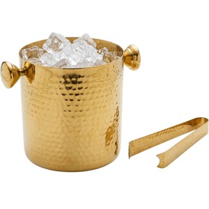 Modern Silver Hammered Metal Ice <b>Bucket</b> <b>With</b> <b>Lid</b> And Handle Premium Stainless Steel Double Wall Insulated Barware For Wine - Product Image 5