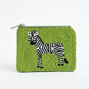 Handcrafted Zebra Pattern Beaded <b>Coin</b> Purse Mini Wallet Small Zipper Pouch Clutch Bag Women Wholesale Custom Evening Bag Cotton - Product Image 1