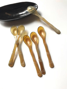 Natural Buffalo Horn Classic Gold Plated Long Handle <b>Serving</b> <b>Spoon</b> Dishwasher Safe Handmade Dining Utensil for Home Restaurant - Product Image 4
