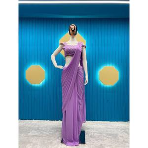 Diseñador Evening Party Wear Saree con Secuencia de bordado de trabajo - Product Image 6