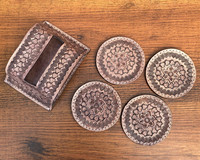 2025 ensemble de sous-verres en cuir usiné à la main avec support 4 pièces sous-verres ronds pour la maison et la cuisine