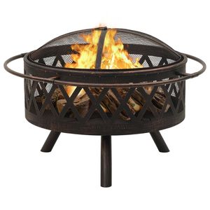 Brasero rustique XXL 29,9 po en acier avec pique-foyer – Cheminée extérieure haut de gamme pour camping, patio, jardin et divertissements en plein air - Product Image 2