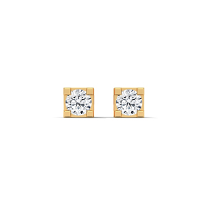 ต่างหูเพชรทรงสี่เหลี่ยมทองคำ 18k - Product Image 1
