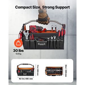 Bolsa de Herramientas Tipo Mochila de 16.1 Pulgadas con 33 Bolsillos, Organizador de Herramientas para Mantenimiento Eléctrico con Asa Ajustable - Product Image 3