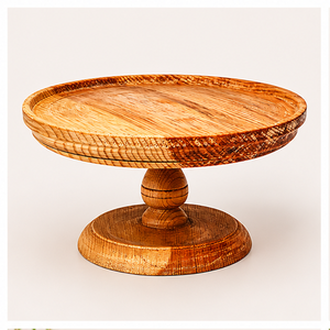 Rustic Scandinavian Handcrafted <b>Pine</b> Wood Cake Stand Round Pedestal Dessert Display For Weddings Birthday Parties Home Decor - Product Image 3