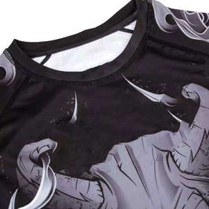 Haut de sport à manches longues pour homme, compression, anti-UV, impression intégrale par sublimation, séchage rapide, motif dragon noir et argenté - Product Image 5