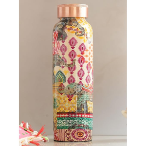 ขวดน้ำทองแดงลายโบฮีเมียนแบบพกพาพร้อมฝาปิด - Product Image 2