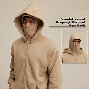 Sweat-shirt à capuche zippé intégral pour homme, color block, streetwear d'hiver, double capuche, design moderne urbain décontracté - Product Image 1