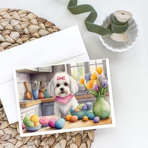 Whimsical Easter Maltese Decor Pack de 8 A7 Tamaño 5x7 Tarjetas de notas en blanco con sobres para fines de felicitación - Product Image 2