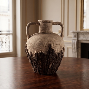 Jarrón de Cerámica Esmaltada en Dos Tonos Estilo Wabi Sabi, con Asas de Textura de Corteza, Cerámica Rústica, Anfora, Jarrón de Flores Hecho a Mano para Mesa, Decoración Bali - Product Image 2