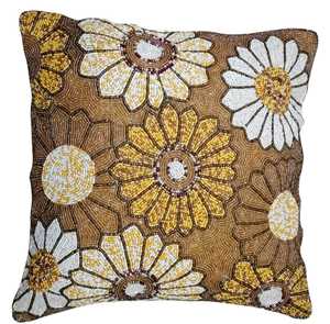 Housses de coussin de luxe personnalisables en coton, brodées de perles, motif citrouille carré, faites à la main, avec fermeture éclair, pour la décoration intérieure - Product Image 6
