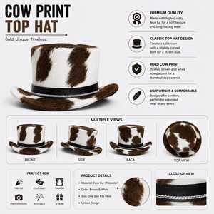 Sombrero de Vaquero de Piel Sintética con Bordado 3D Personalizado, Diseño de Vaca, Estilo Europeo Americano, Unisex, para Adultos, para las Cuatro Estaciones, para Fiestas al Aire Libre - Product Image 5