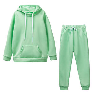 เสื้อสเวตเชิ้ตมีฮู้ดสีพื้นแบบยูนิเซ็กซ์และกางเกงมีเชือกผูก ชุดลำลองทรงหลวมใส่สบายสำหรับฤดูใบไม้ร่วง ผ้าฝ้าย 100% - Product Image 6