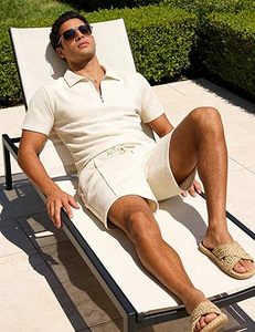 Men Summer <b>Knitted</b> Embroidered 100% Cotton Quick Dry Short Sleeve Custom Logo Joggers Suits <b>Set</b> Shirt and Short <b>Set</b> - Product Image 5